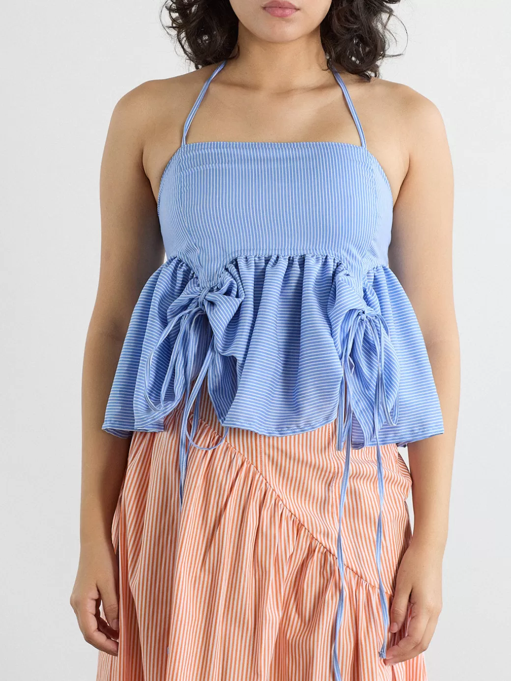 Sale Lisa Says Gah Butterfly Blouse - Azure Pinstripe AzurePinstripe