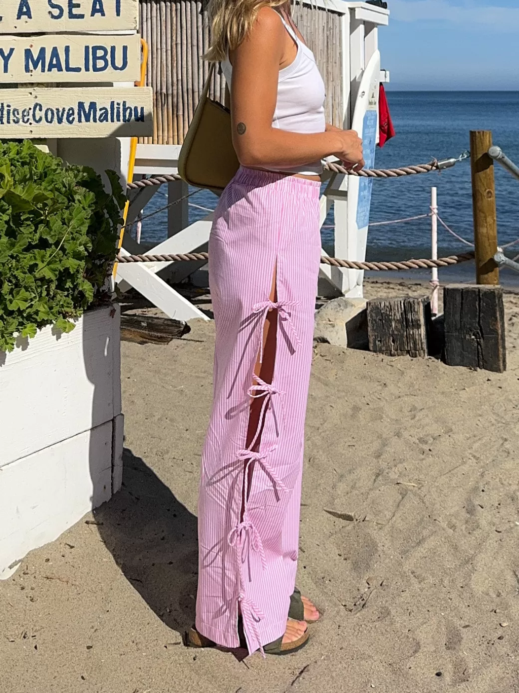 Hot Lisa Says Gah Evelyn Tie Pant - Pink Stripe PinkStripe