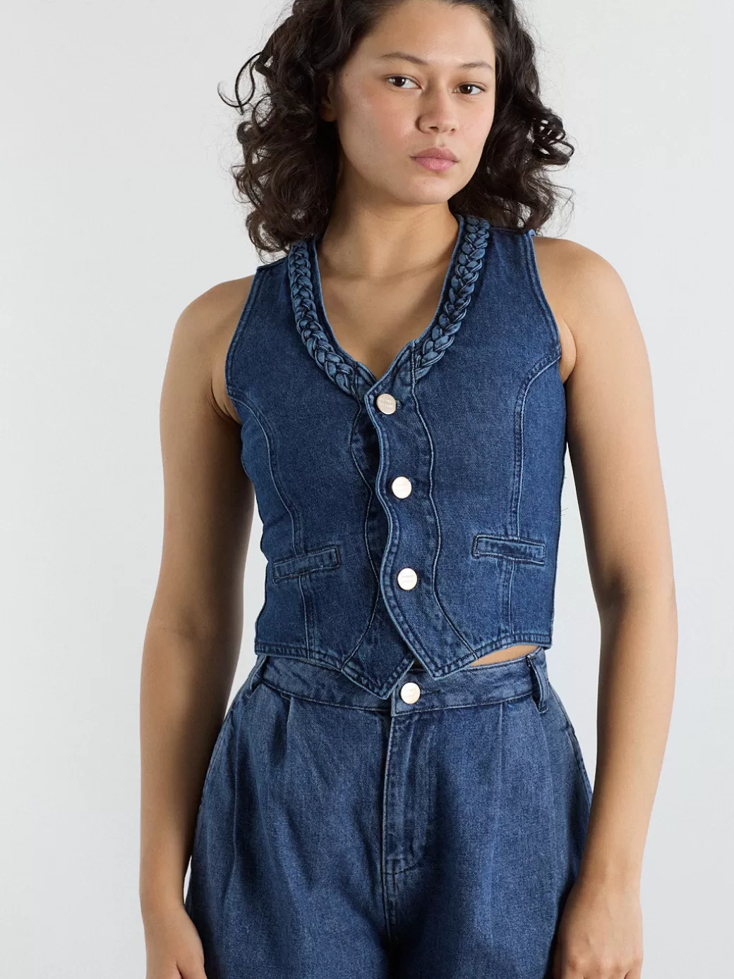 Best Sale Lisa Says Gah Isla Denim Vest - Vintage Wash VintageWash