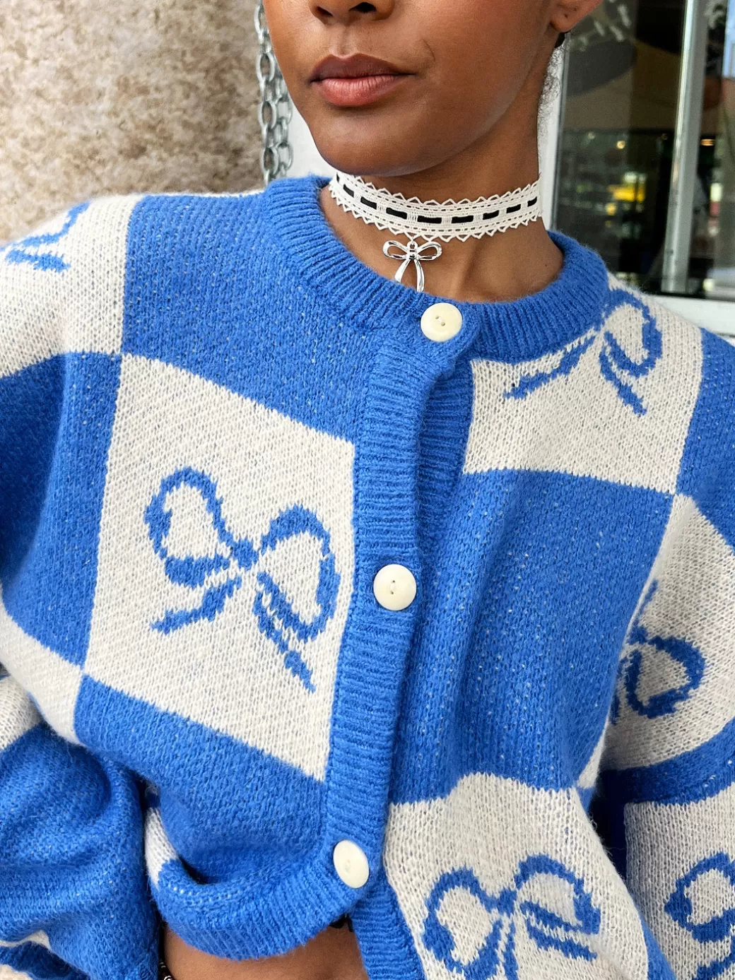 Flash Sale Lisa Says Gah Lace Bow Choker - Black/Silver Black/Silver