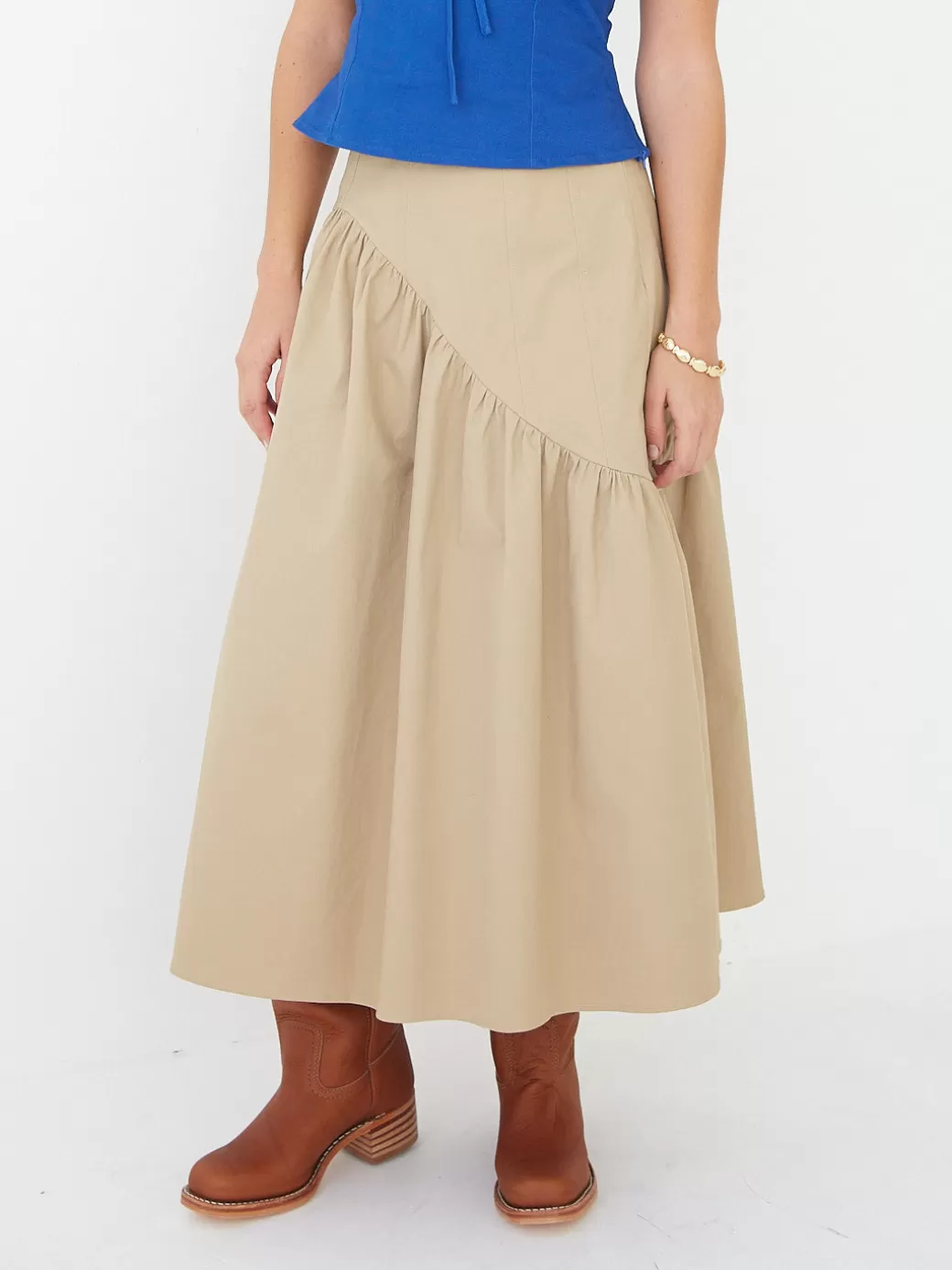 Cheap Lisa Says Gah Maeve Midi Skirt - Toast Twill ToastTwill