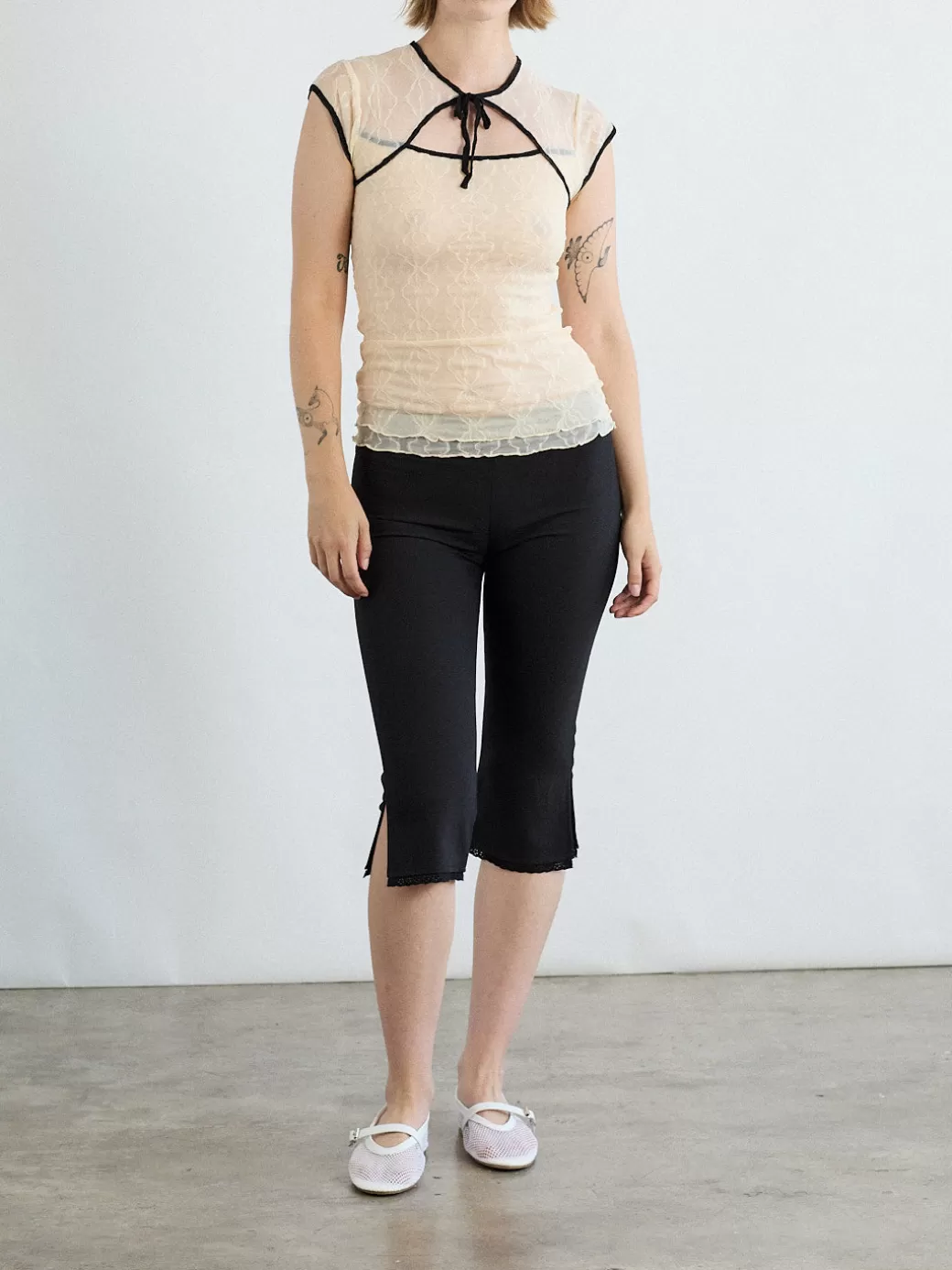 Online Lisa Says Gah Mariposa Lace Bow Tee - Piped Cloud PipedCloud