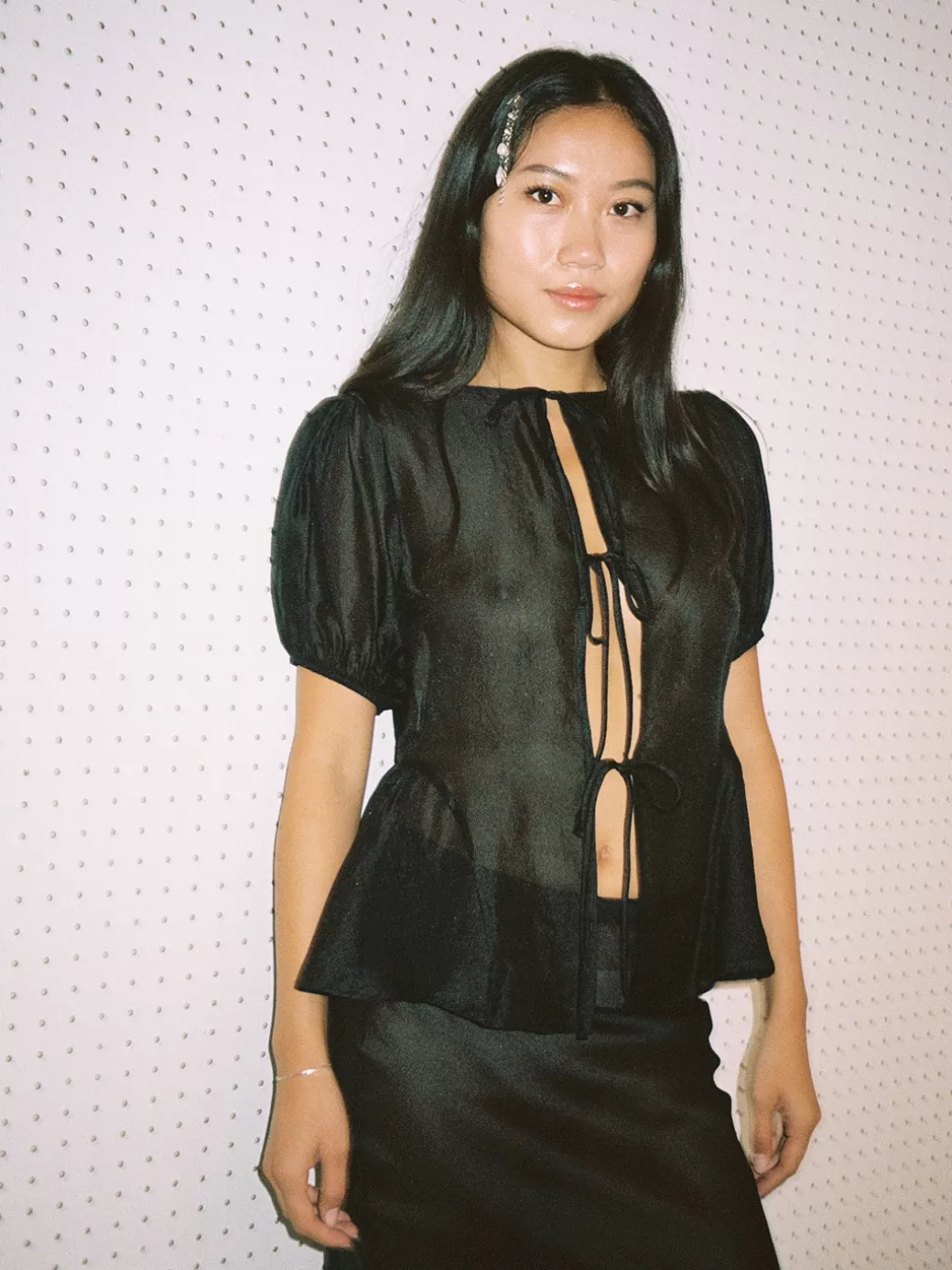 Sale Lisa Says Gah Petra Blouse - Black Organza BlackOrganza
