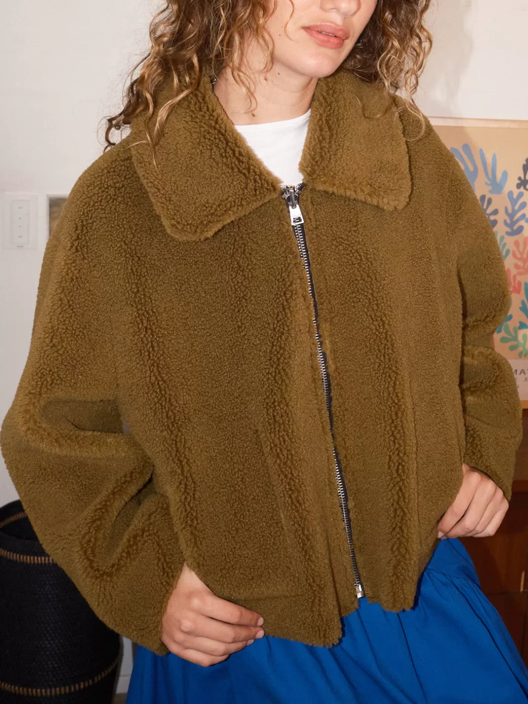 Sale Lisa Says Gah Vera Shearling Aviator Jacket - Black/Avocado Black/Avocado